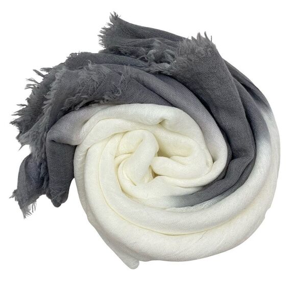Gauzy Dip Dyed Grey and White XL Scarf it Wrap - Picture 5 of 9